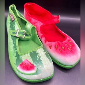 Hot Chocolate Design-Watermelon Themed Shoes, Size:35, Marks on toes/side‎ snag
